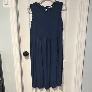 Maternity - Sleeveless Blue Midi Dress